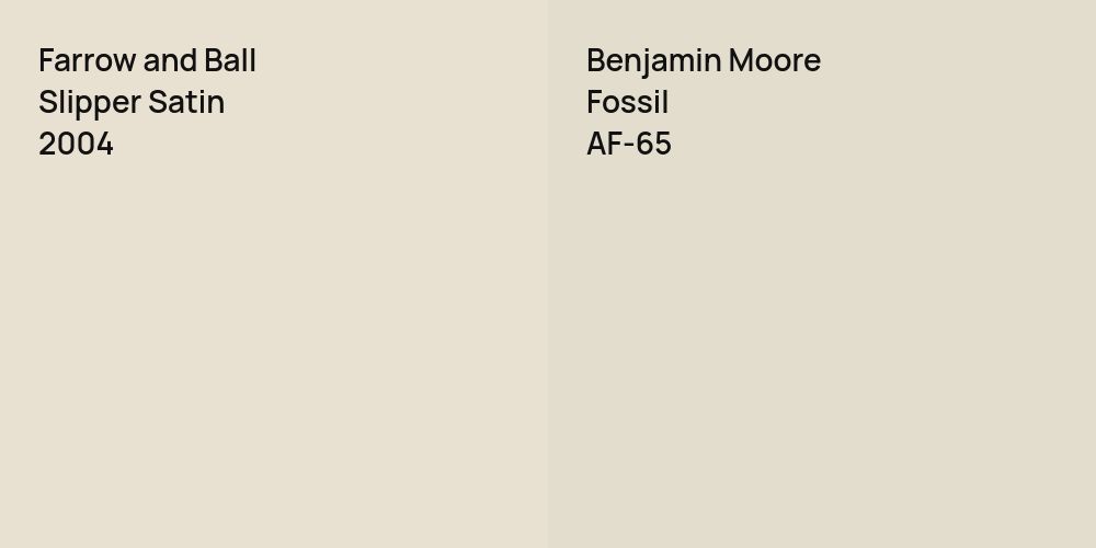 Farrow and Ball Slipper Satin vs. Benjamin Moore Fossil