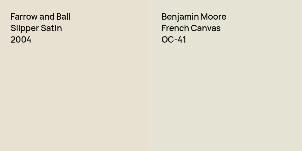 Farrow and Ball Slipper Satin vs. Benjamin Moore French Canvas