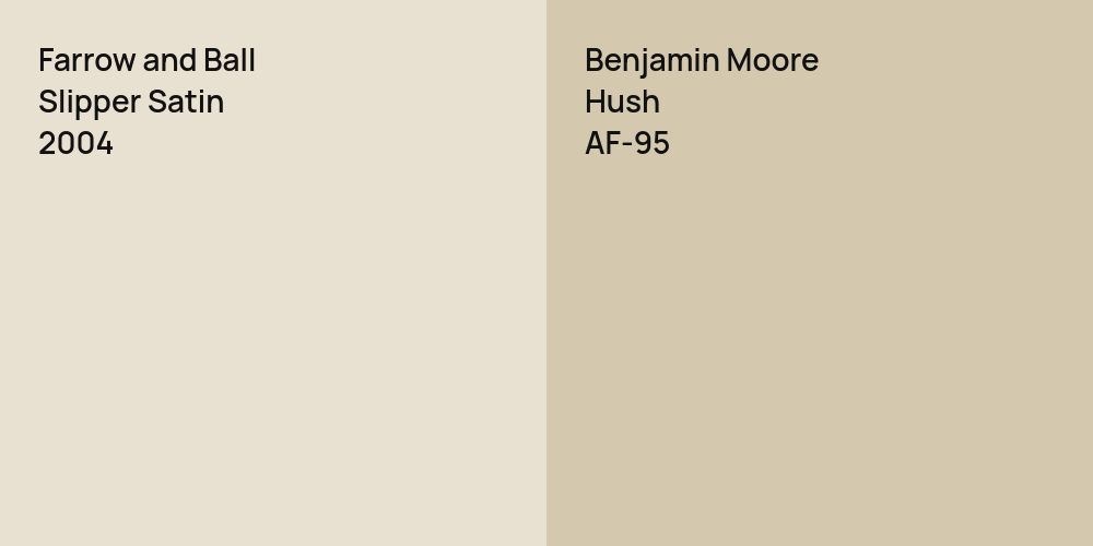 Farrow and Ball Slipper Satin vs. Benjamin Moore Hush