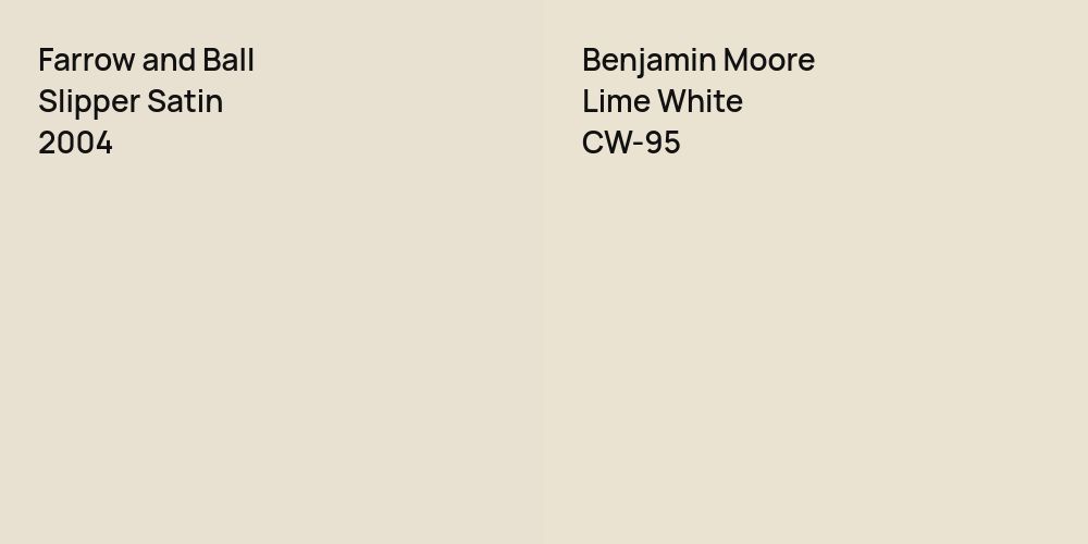 Farrow and Ball Slipper Satin vs. Benjamin Moore Lime White