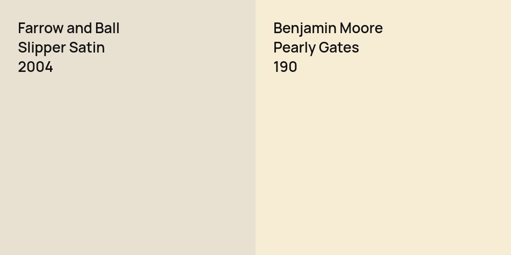 Farrow and Ball Slipper Satin vs. Benjamin Moore Pearly Gates