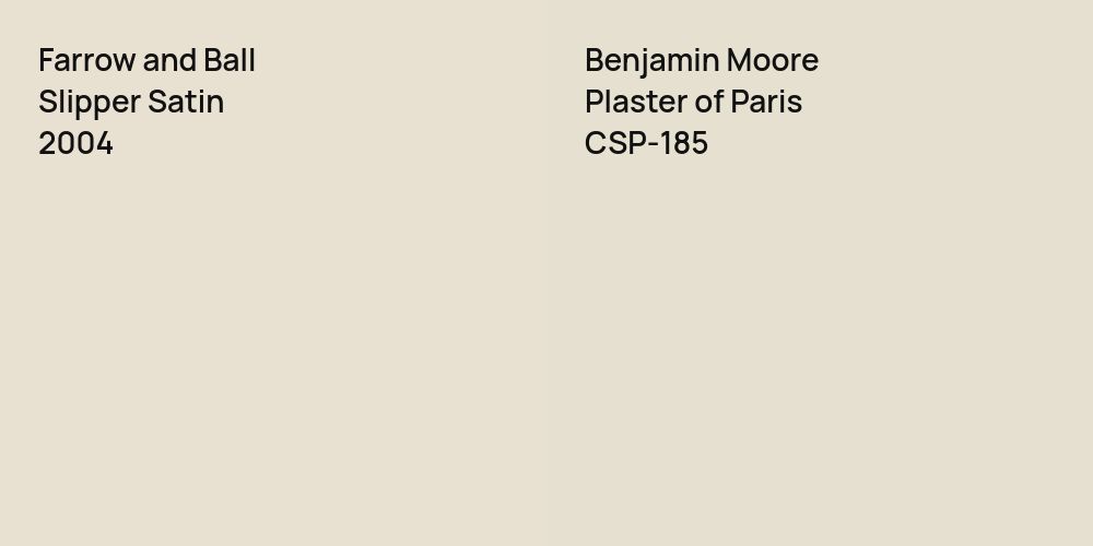 Farrow and Ball Slipper Satin vs. Benjamin Moore Plaster of Paris