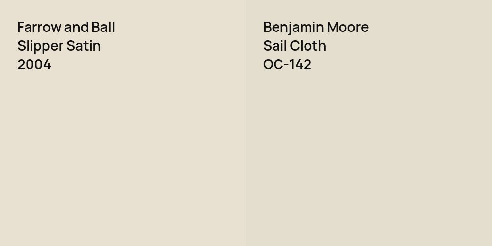 Farrow and Ball Slipper Satin vs. Benjamin Moore Sail Cloth