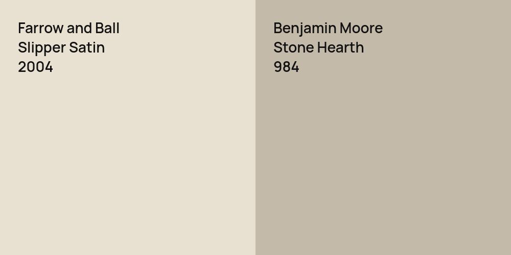 Farrow and Ball Slipper Satin vs. Benjamin Moore Stone Hearth