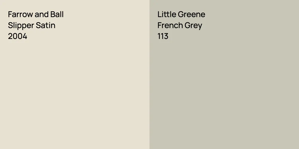 Farrow and Ball Slipper Satin vs. Little Greene French Grey