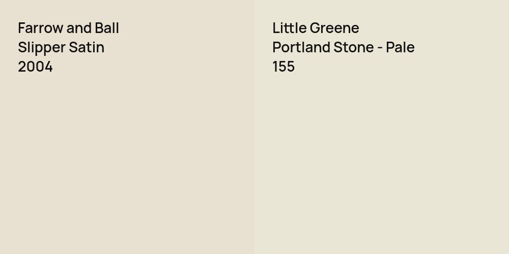 Farrow and Ball Slipper Satin vs. Little Greene Portland Stone - Pale