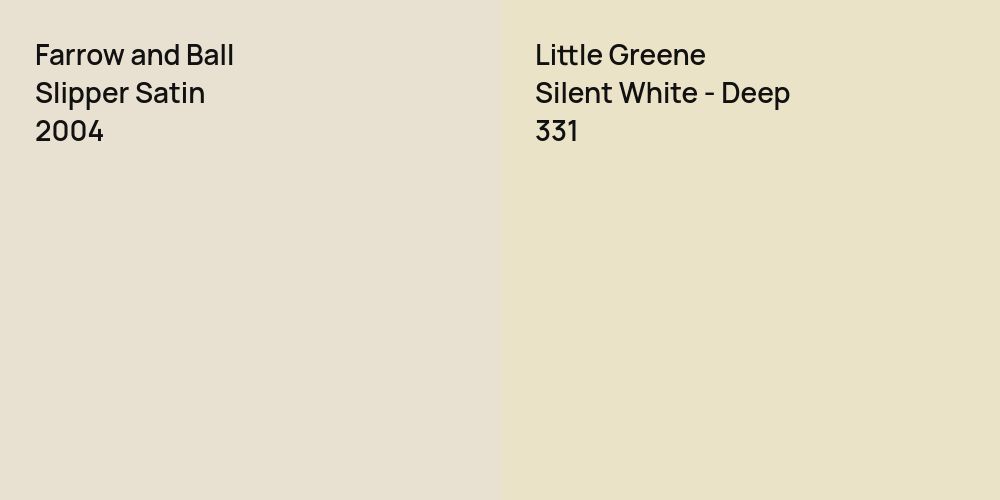 Farrow and Ball Slipper Satin vs. Little Greene Silent White - Deep