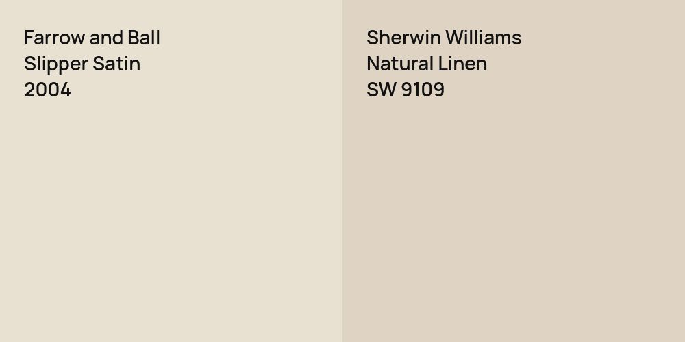 Farrow and Ball Slipper Satin vs. Sherwin Williams Natural Linen