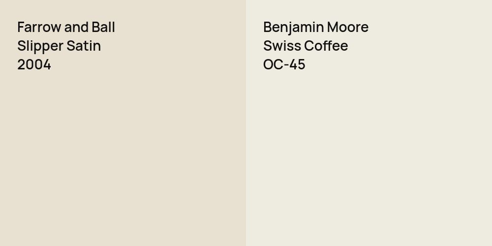 Farrow and Ball Slipper Satin vs. Benjamin Moore Swiss Coffee