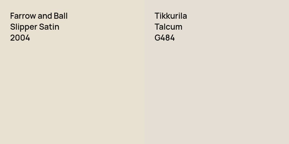 Farrow and Ball Slipper Satin vs. Tikkurila Talcum