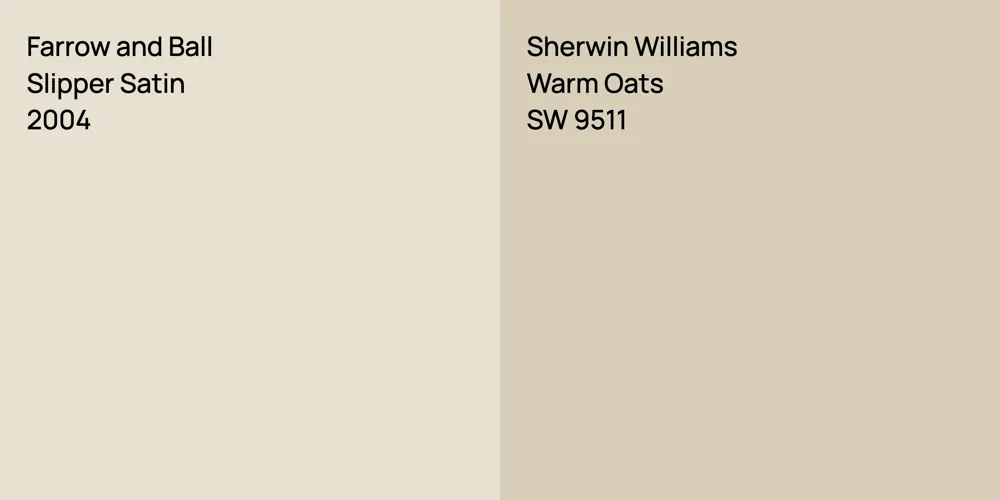 Farrow and Ball Slipper Satin vs. Sherwin Williams Warm Oats