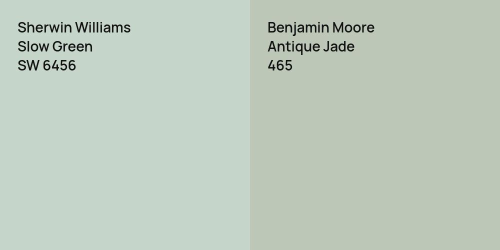 Sherwin Williams Slow Green vs. Benjamin Moore Antique Jade