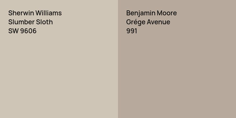 Sherwin Williams Slumber Sloth vs. Benjamin Moore Grége Avenue