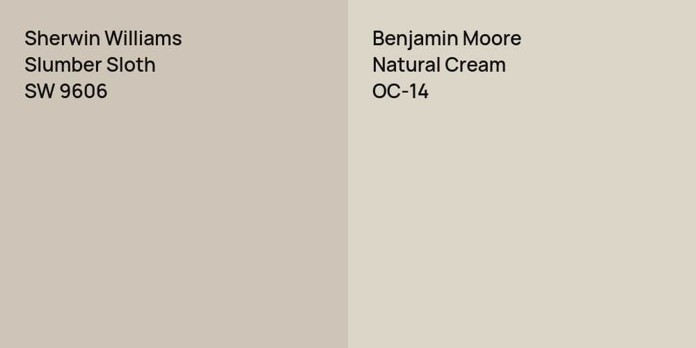 Sherwin Williams Slumber Sloth vs. Benjamin Moore Natural Cream