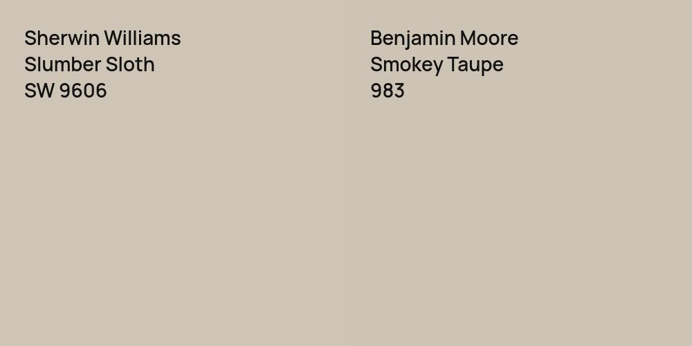 Sherwin Williams Slumber Sloth vs. Benjamin Moore Smokey Taupe