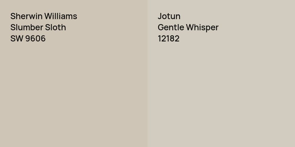 Sherwin Williams Slumber Sloth vs. Jotun Gentle Whisper