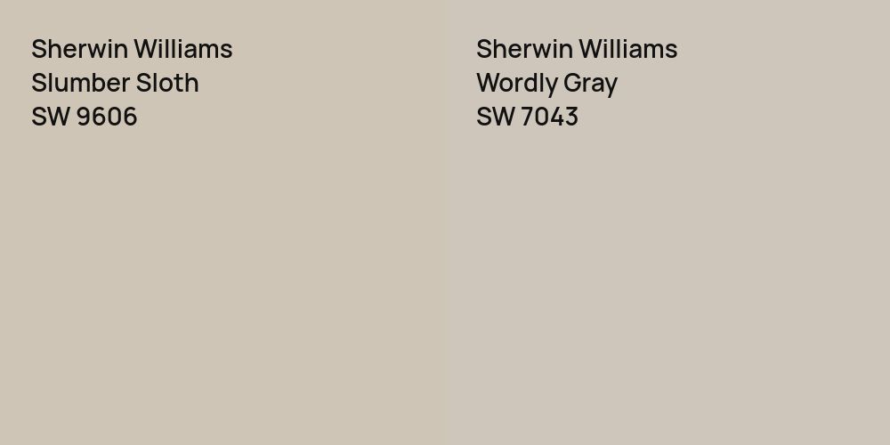 Sherwin Williams Slumber Sloth vs. Sherwin Williams Wordly Gray