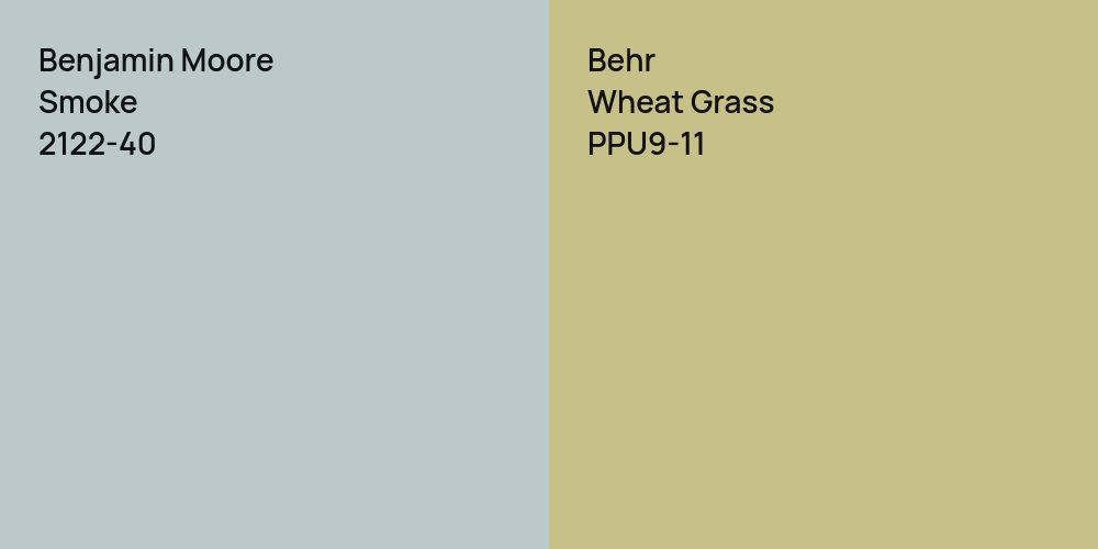 Benjamin Moore Smoke vs. Behr Wheat Grass