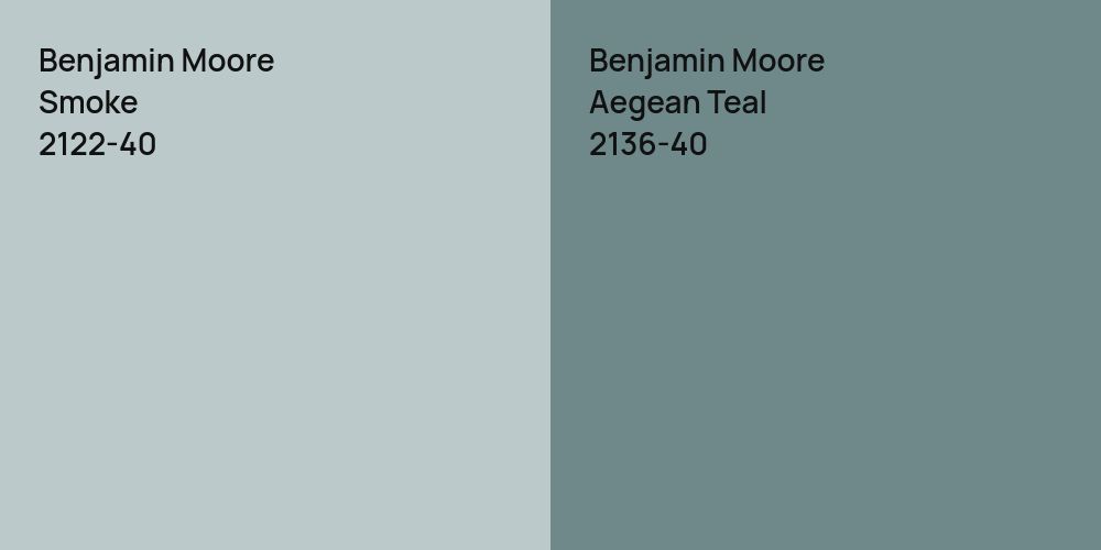 Benjamin Moore Smoke vs. Benjamin Moore Aegean Teal