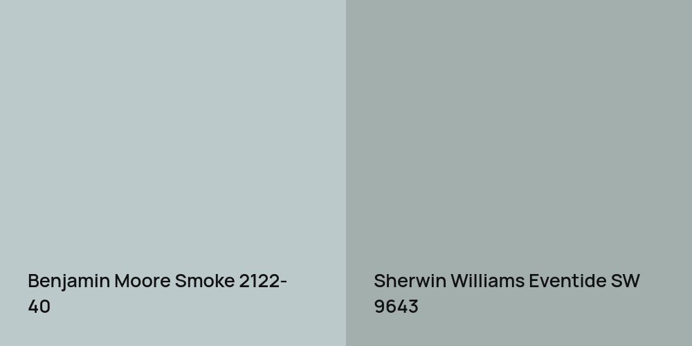 Benjamin Moore Smoke vs. Sherwin Williams Eventide