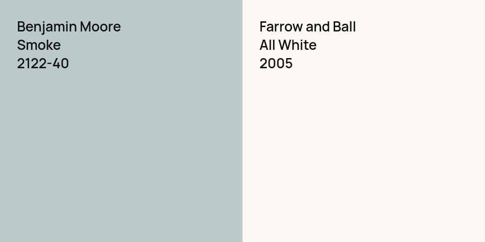 Benjamin Moore Smoke vs. Farrow and Ball All White