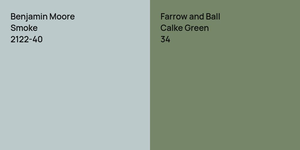 Benjamin Moore Smoke vs. Farrow and Ball Calke Green