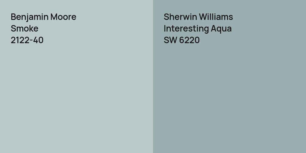 Benjamin Moore Smoke vs. Sherwin Williams Interesting Aqua