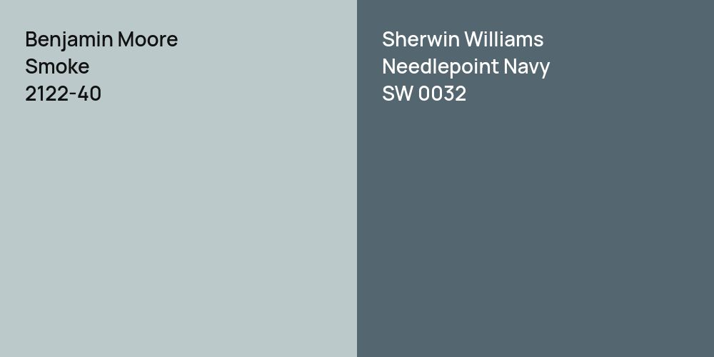 Benjamin Moore Smoke vs. Sherwin Williams Needlepoint Navy