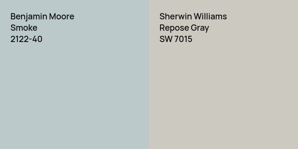 Benjamin Moore Smoke vs. Sherwin Williams Repose Gray