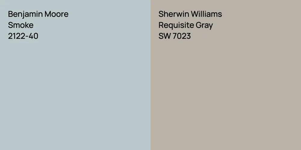 Benjamin Moore Smoke vs. Sherwin Williams Requisite Gray