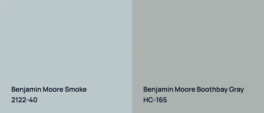 Benjamin Moore Smoke 2122-40 vs Benjamin Moore Boothbay Gray HC-165