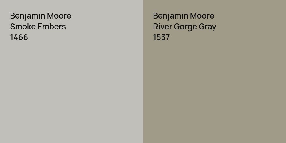 Benjamin Moore Smoke Embers vs. Benjamin Moore River Gorge Gray