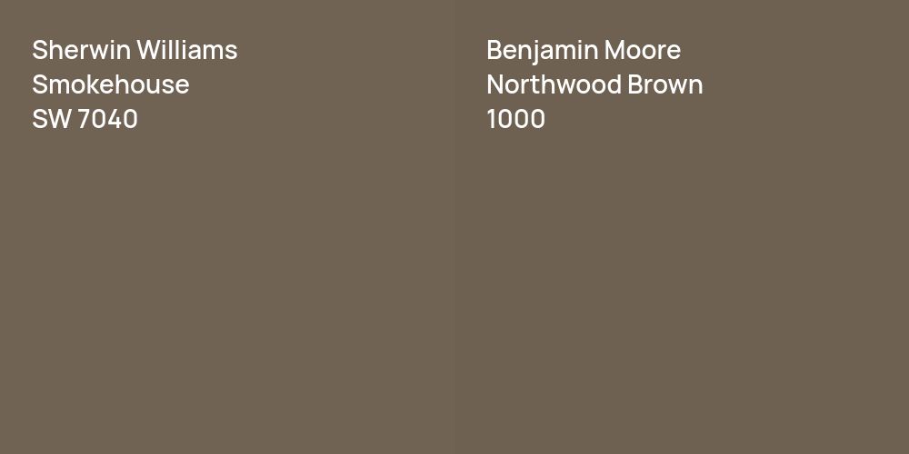 Sherwin Williams Smokehouse vs. Benjamin Moore Northwood Brown