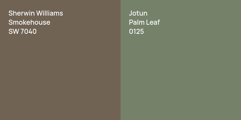 Sherwin Williams Smokehouse vs. Jotun Palm Leaf