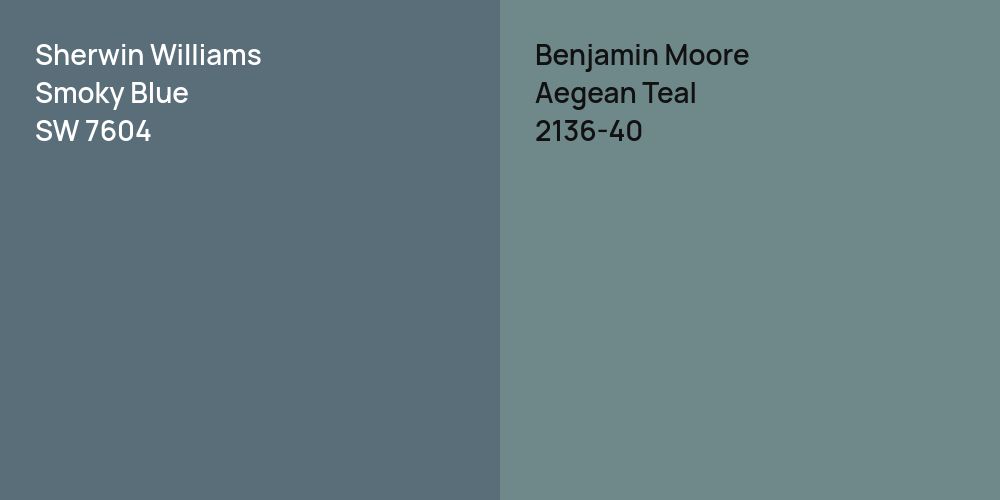 Sherwin Williams Smoky Blue vs. Benjamin Moore Aegean Teal