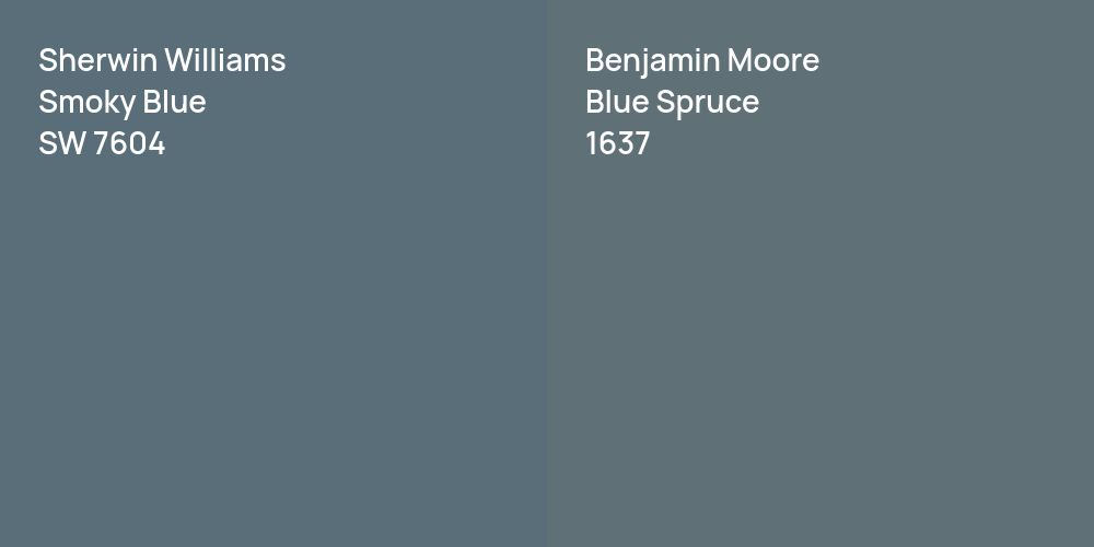 Sherwin Williams Smoky Blue vs. Benjamin Moore Blue Spruce