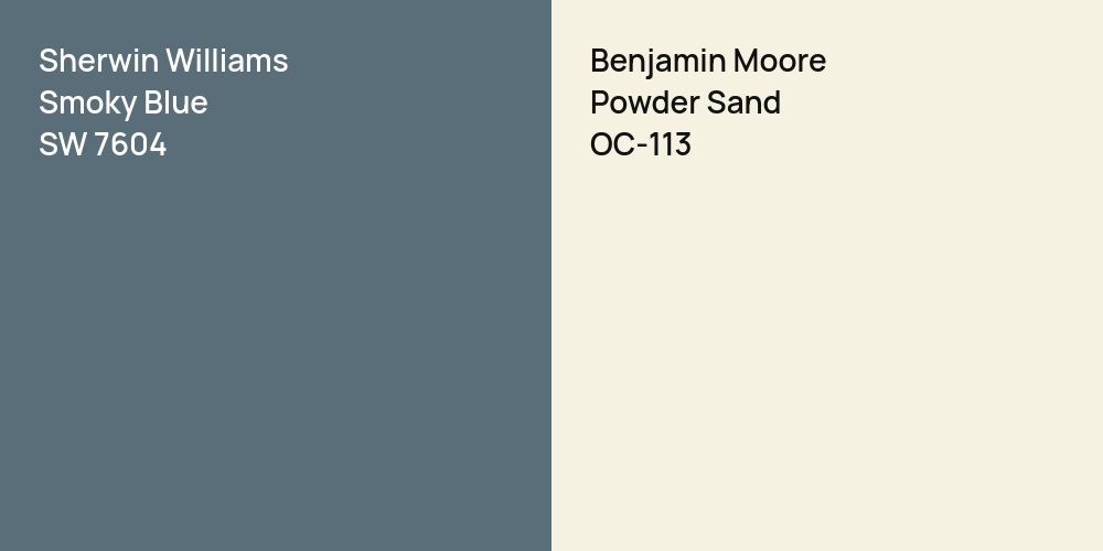 Sherwin Williams Smoky Blue vs. Benjamin Moore Powder Sand