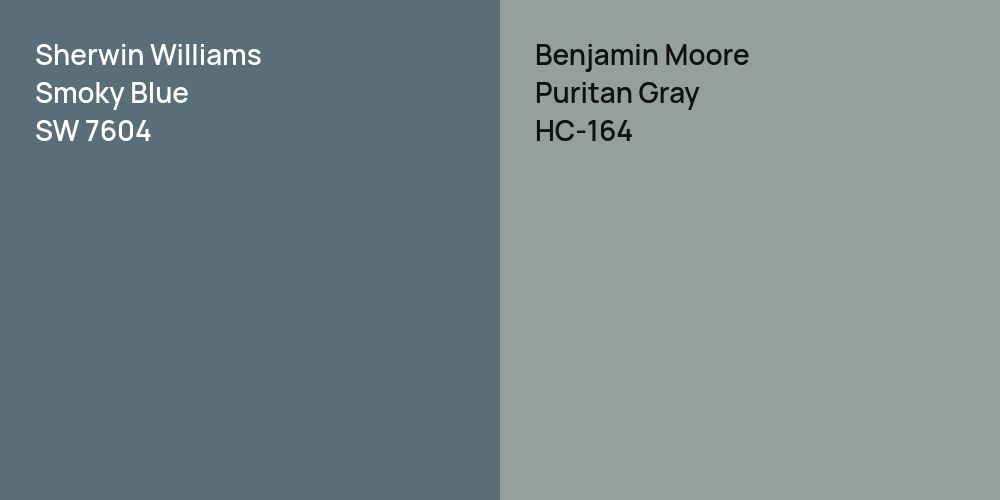 Sherwin Williams Smoky Blue vs. Benjamin Moore Puritan Gray