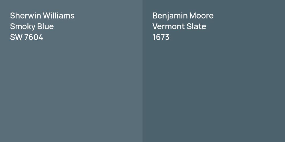 Sherwin Williams Smoky Blue vs. Benjamin Moore Vermont Slate