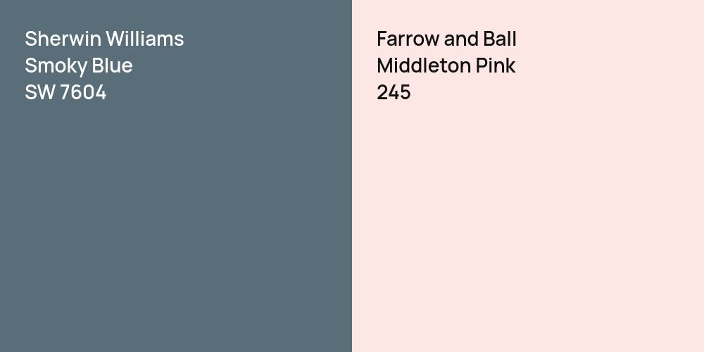 Sherwin Williams Smoky Blue vs. Farrow and Ball Middleton Pink