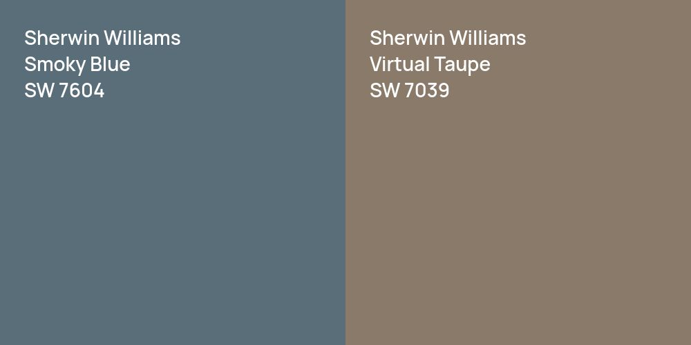 Sherwin Williams Smoky Blue vs. Sherwin Williams Virtual Taupe