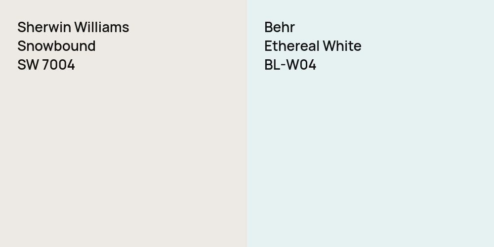 Sherwin Williams Snowbound vs. Behr Ethereal White