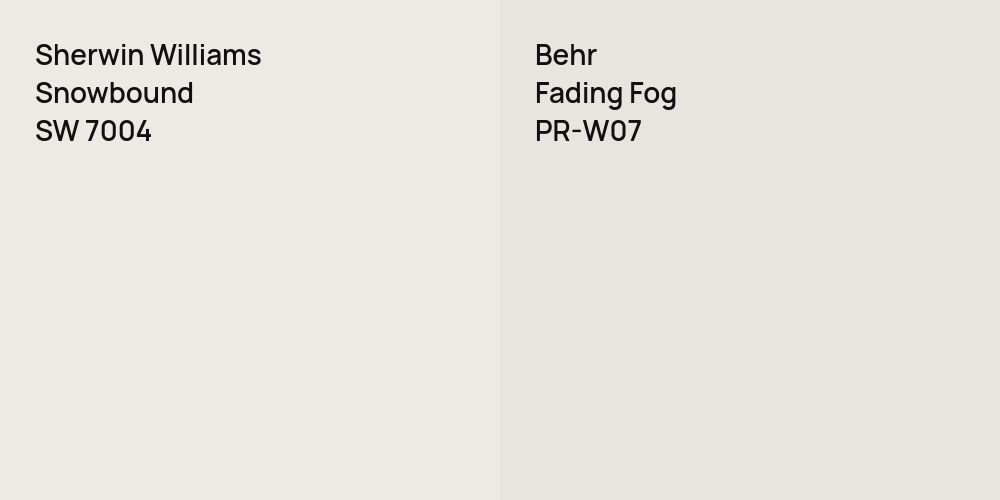 Sherwin Williams Snowbound vs. Behr Fading Fog