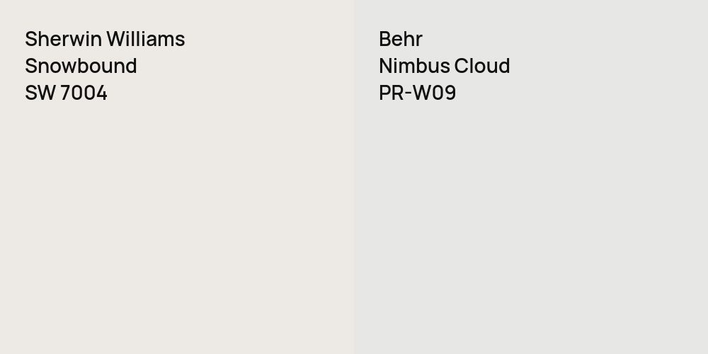 Sherwin Williams Snowbound vs. Behr Nimbus Cloud