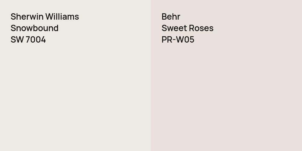 Sherwin Williams Snowbound vs. Behr Sweet Roses