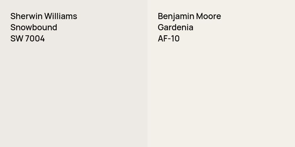 Sherwin Williams Snowbound vs. Benjamin Moore Gardenia