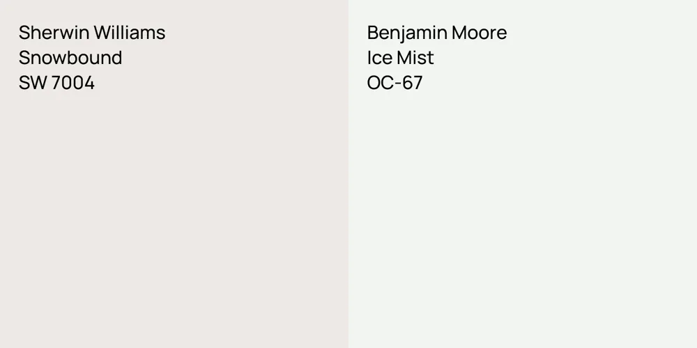 Sherwin Williams Snowbound vs. Benjamin Moore Ice Mist comparison