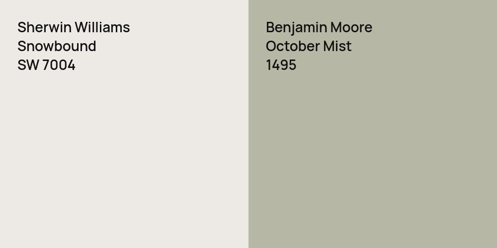 Sherwin Williams Snowbound vs. Benjamin Moore October Mist