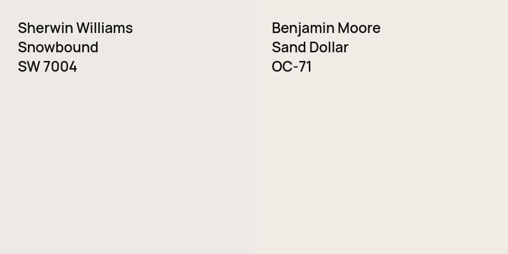 Sherwin Williams Snowbound vs. Benjamin Moore Sand Dollar