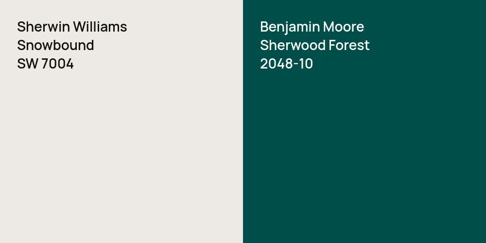 Sherwin Williams Snowbound vs. Benjamin Moore Sherwood Forest